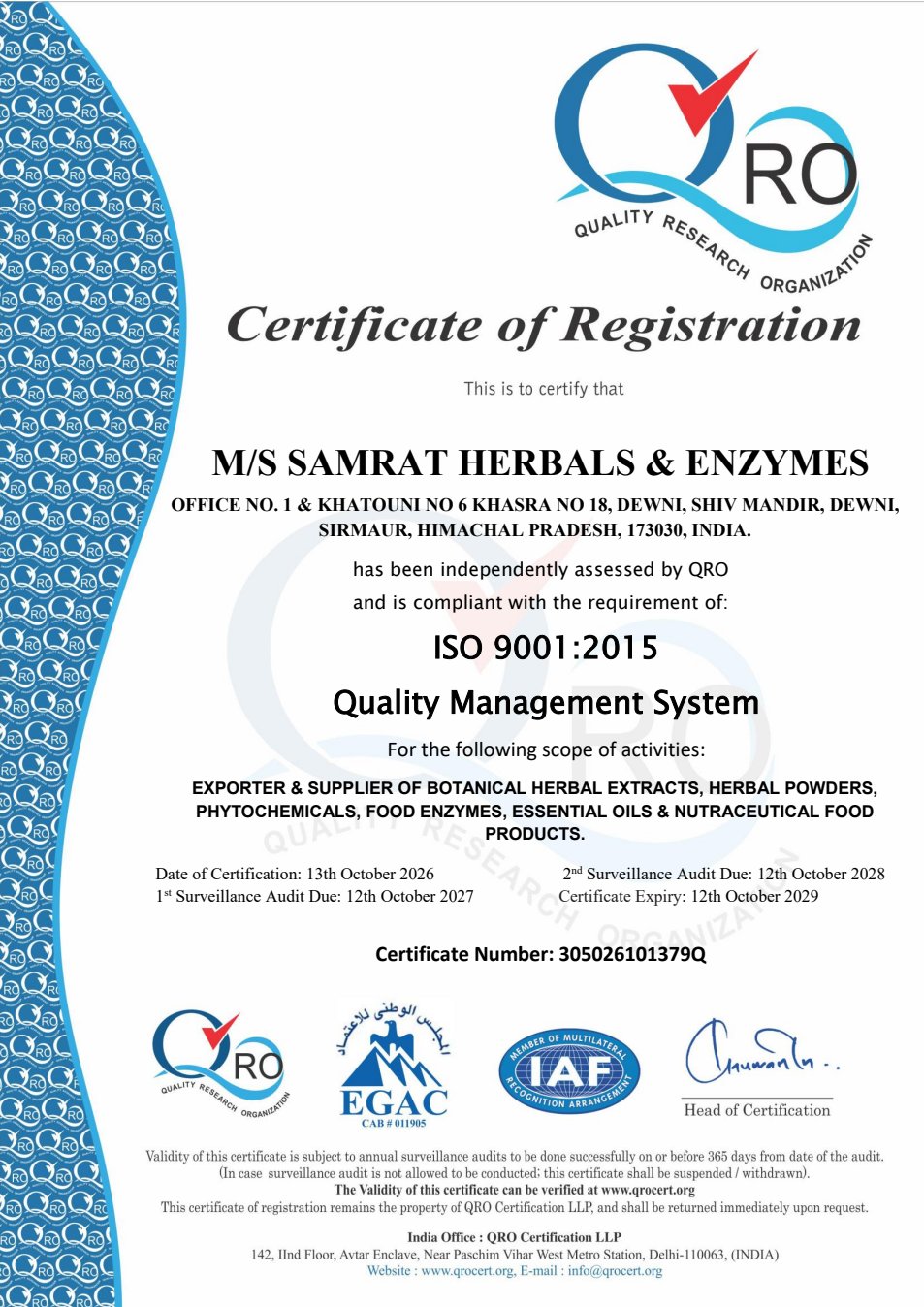 ISO 9001:2015 Certificate